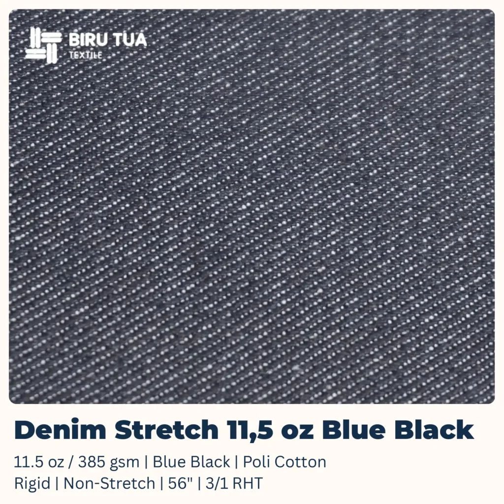 Kain Jeans Denim Stretch 11.5 oz Blue Black Biru Tua Textile