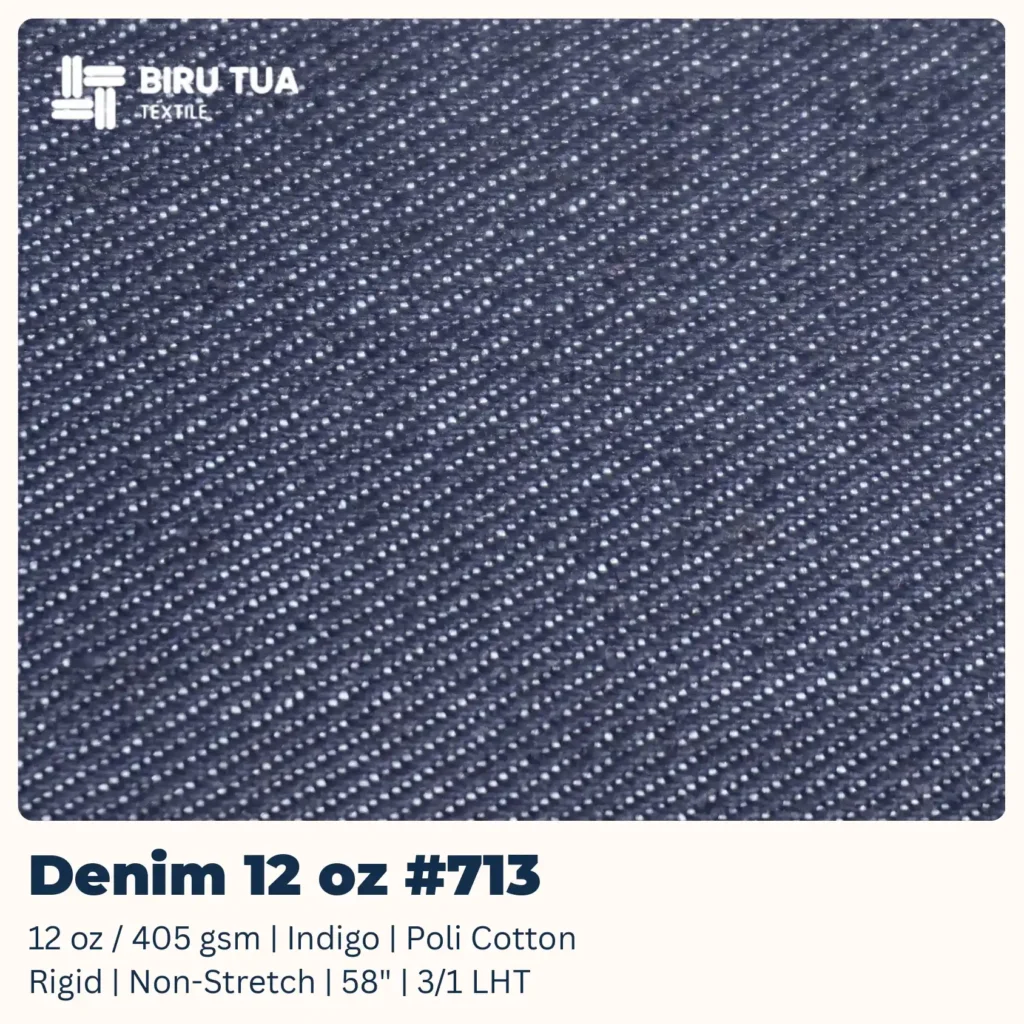 Kain Denim Non Stretch 12 oz Berkualitas di Biru Tua Textile