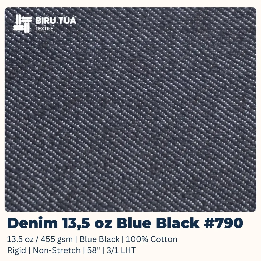 Kain Denim 13.5 oz Blue Black Premium Biru Tua Textile