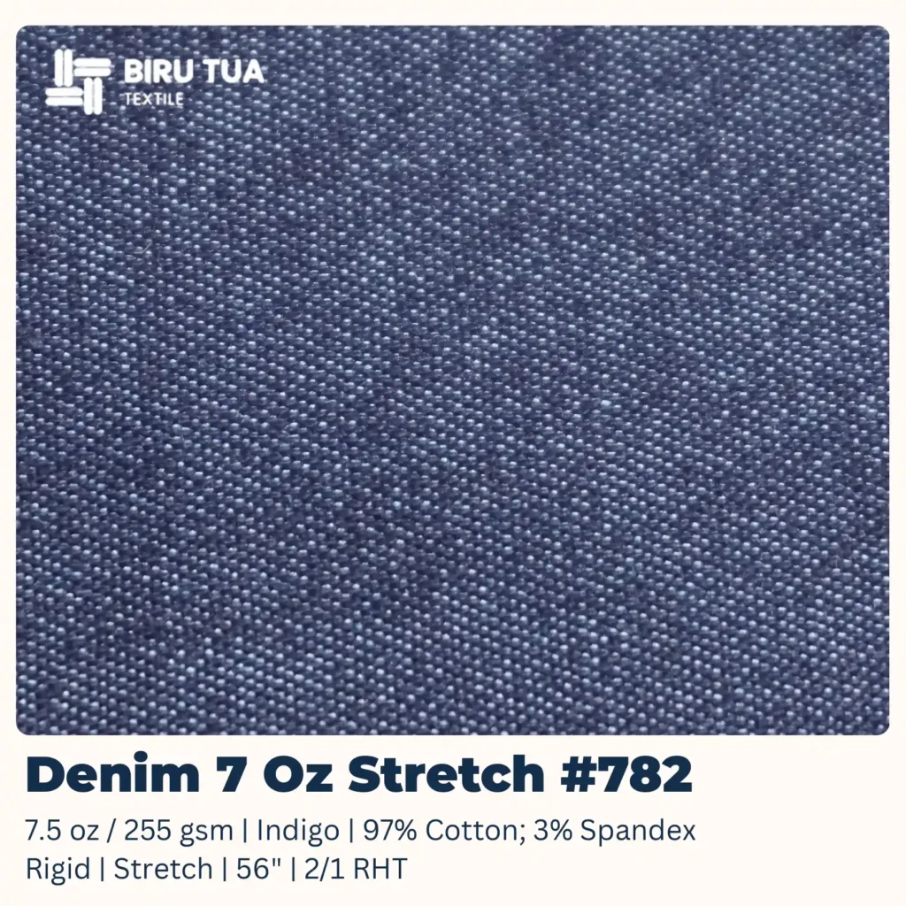 Kain Denim Ringan 7 oz Stretch dari Supplier Biru Tua Textile