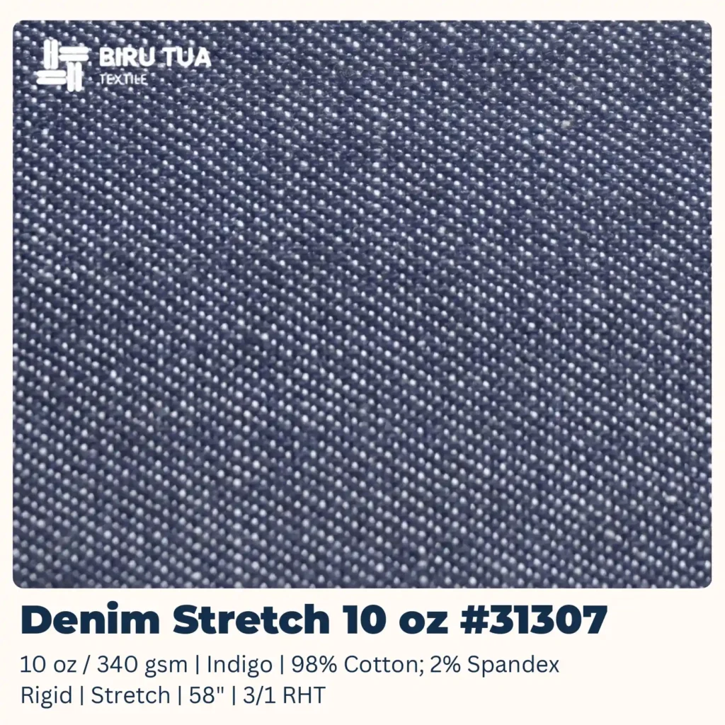 Bahan Denim Stretch 10 oz Warna Biru Tua Textile