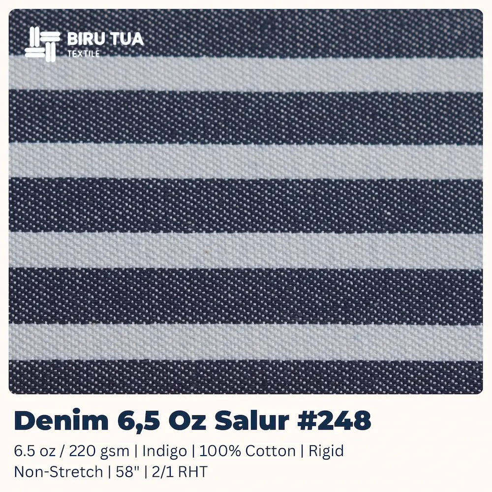 Kain Denim 6,5 Oz Salur Biru Tua Tex