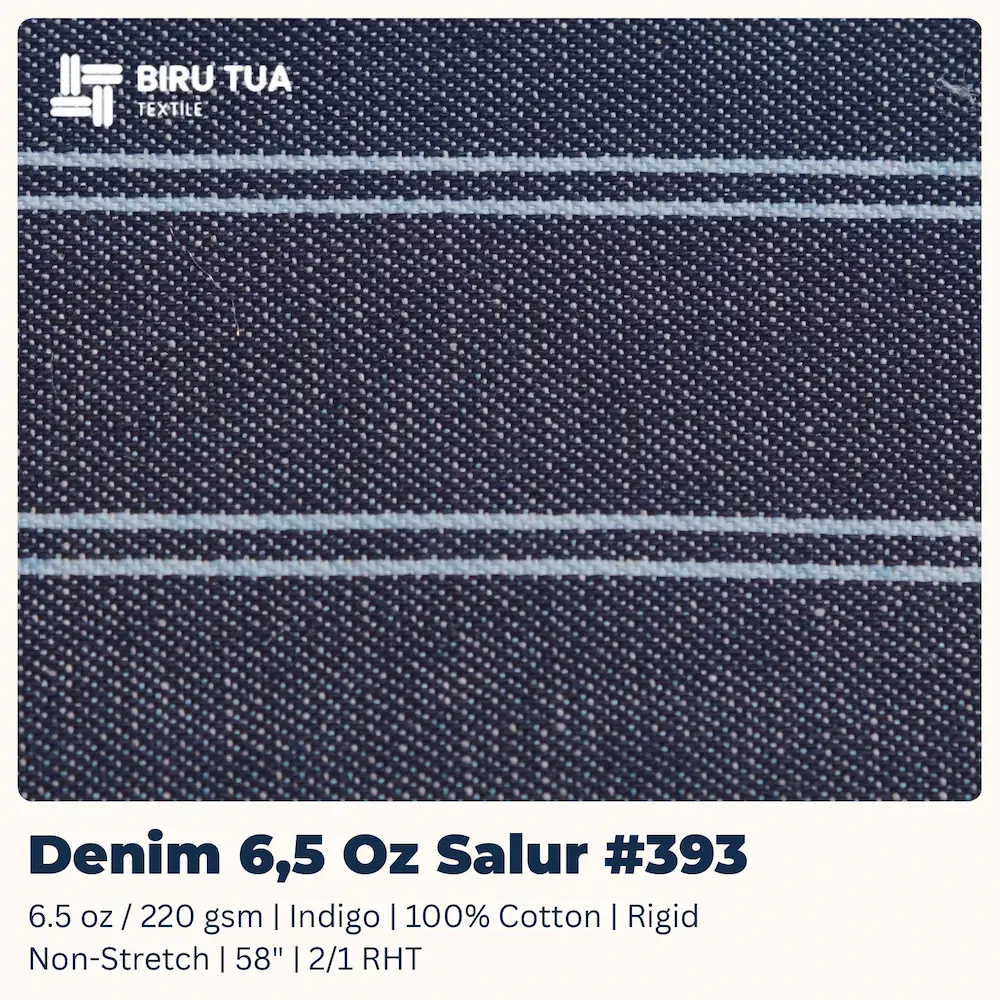 Kain Denim 6,5 Oz Salur Biru Tua Tex